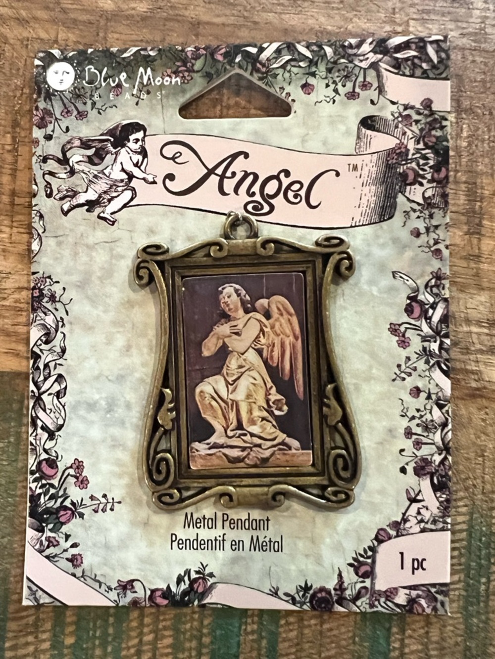 Angel Pendant Focal in Bronze Tone Frame Antique Style NWT